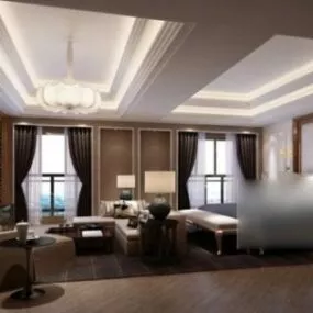 Living Room Bedroom Interior Scene 3d model
