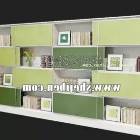 Long Bookcase Office Furniture 3d model