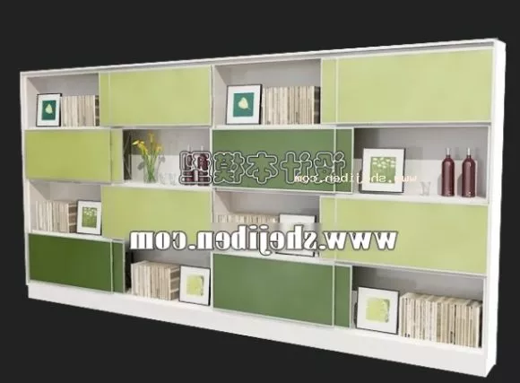 Book Shelf With Small Sculpture Decorative 3d model