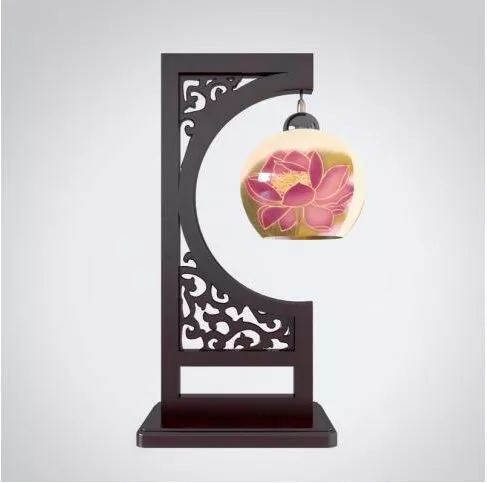 Lotus Pattern Shade Chinese Table Lamp 3d model Lotus Pattern Shade Chinese Table Lamp 3d model