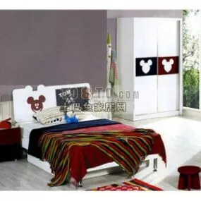 Bed With Accessories In Bedroom 3d model