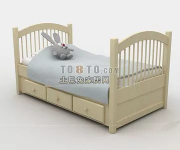 Bed For Child With Cabinet 3d model