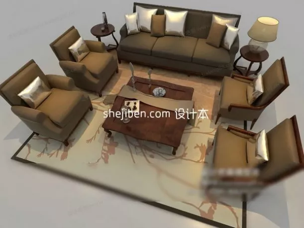 Bench Seat Sofa Fabric Material 3d model