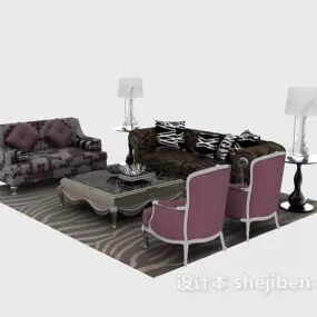 Luxury European Sofa Coffee Table Set 3d model