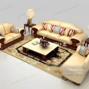 Luxury European Sofa Living Room Furniture 3d model