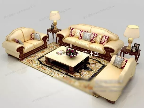 Pink Upholstered Sofa Smooth Shape 3d model