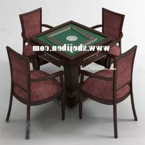 Mahjong Table With Wood Chair Table 3d model