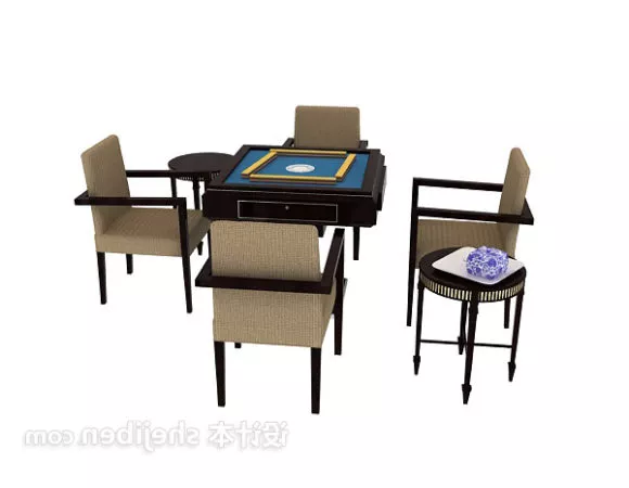 Gaming Mahjong Table And Chair Set 3d model Gaming Mahjong Table And Chair Set 3d model