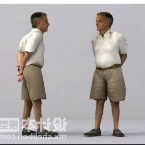 Old Man Character With Hands In Back 3d model