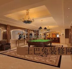 Mall With Sport Billiards Table 3d model