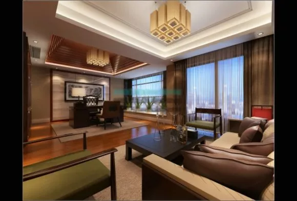 Manager Room Interior With Chandelier Scene 3d model Manager Room Interior With Chandelier Scene 3d model