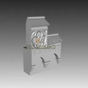 European Wall Carved Corner Part 3d model