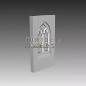 Church Wall With Carved Window Decoration 3d model