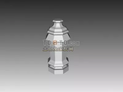 Inox Column With Handrail 3d model