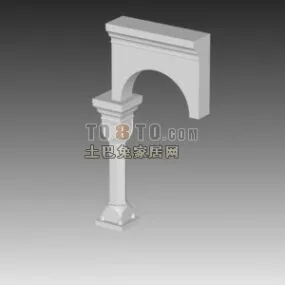 Classic European Column Arc Wall 3d model