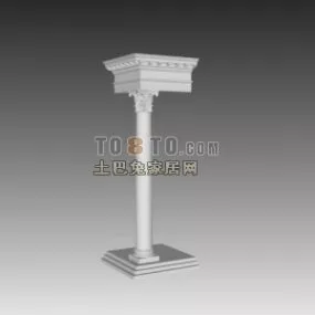 European One Column With Wall Head 3d model