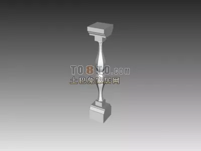 European Classic Column With Wall Head 3d model