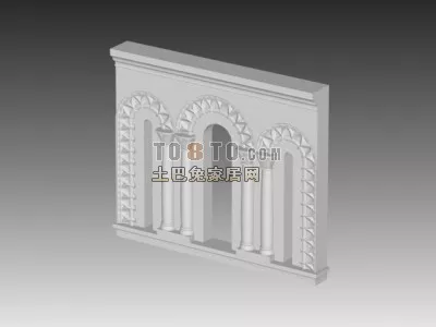 Wall Decoration With Carved Window 3d model