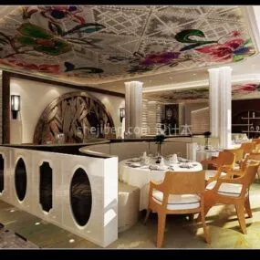 Elegant Dinning Room Interior Scene V1 3d model