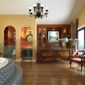 Mediterranean Room Interior Scene 3d model