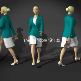 Middle Aged Women Character Walking 3d model