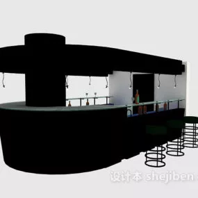 Milk Tea Bar Counter 3d model