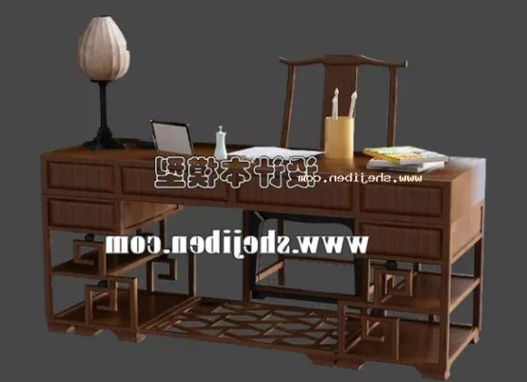 Desk With Accessories 3d model