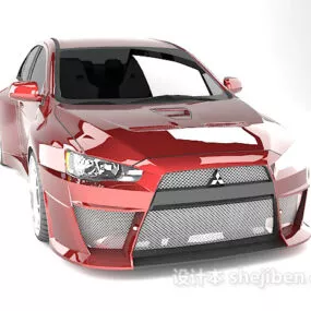 Red Mitsubishi Lancer Evolution Car 3d model