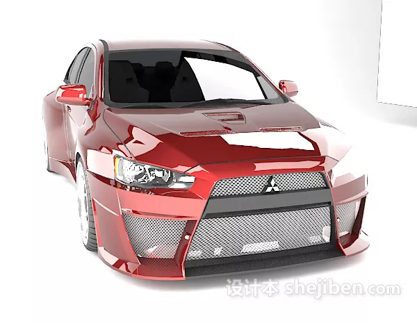Red Mitsubishi Lancer Evolution Car 3d model Red Mitsubishi Lancer Evolution Car 3d model
