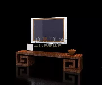 Glass Square Table With Wooden Leg 3d model