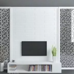 Modern Chinese Tv Wall White Color 3d model