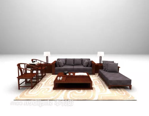 Chinese Grey Sofa Combination Set 3d model Chinese Grey Sofa Combination Set 3d model