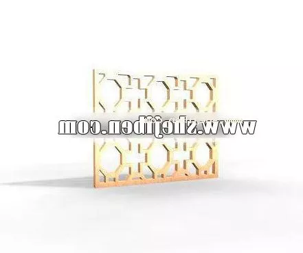 Wood Screen Partition With Photo Frame 3d model