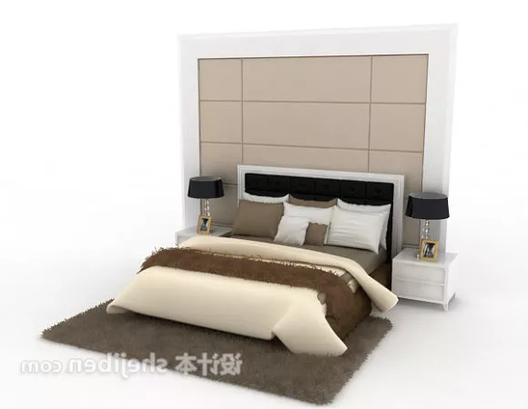 Single Bed With Thin Mattress 3d model