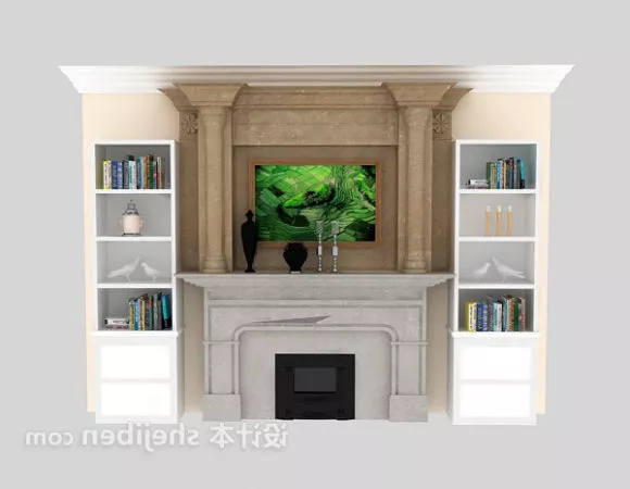 Elegant Modern Fireplace 3d model