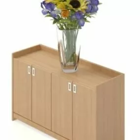 Modern Hall Cabinet With Flower Potted 3d model