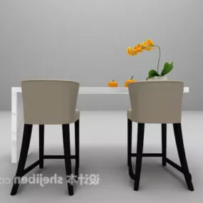 Modern Beige Bar Table Chair 3d model