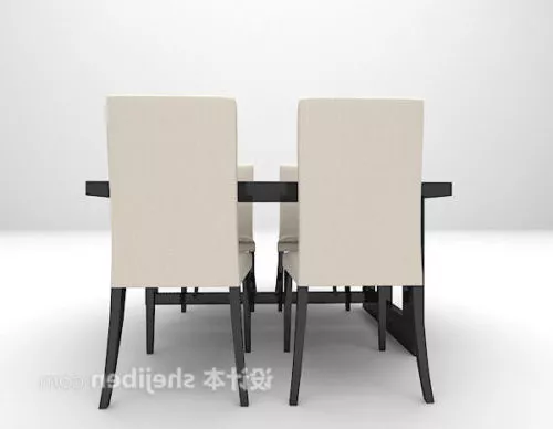 Black Dining Table 4 Chairs Set 3d model Black Dining Table 4 Chairs Set 3d model