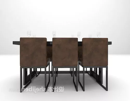 Dining Table Chair White Color 3d model