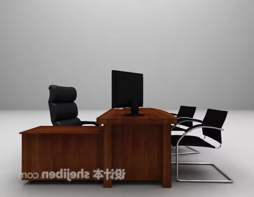 Curved Reception Table Furniture 3d model