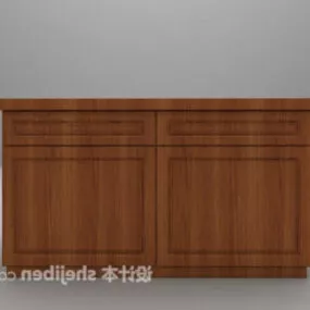 Modern Brown Wooden Entry Hall Cabinet 3d model