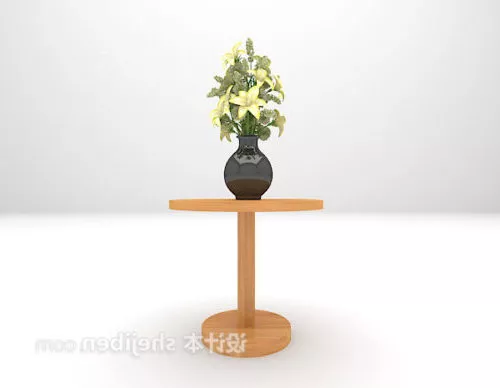 Potted White Lily Flower 3d model