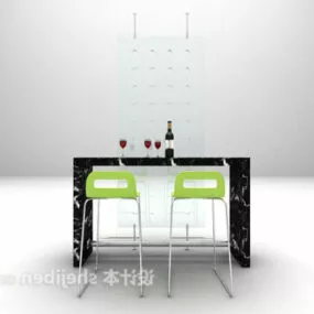 Modern Coffee Table With Plastic Chair 3d model