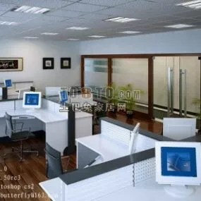 Modern Compact Office Interior Room 3d model