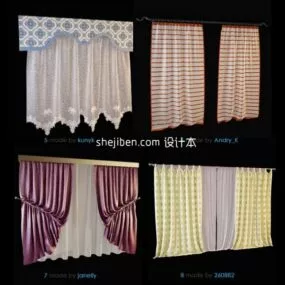 Modern Curtain Set 3d model