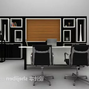 Modern Desk Combination With Cabinet 3d model