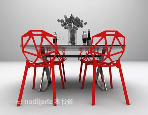 Modernism Dining Table And Chair Set 3d model Modernism Dining Table And Chair Set 3d model