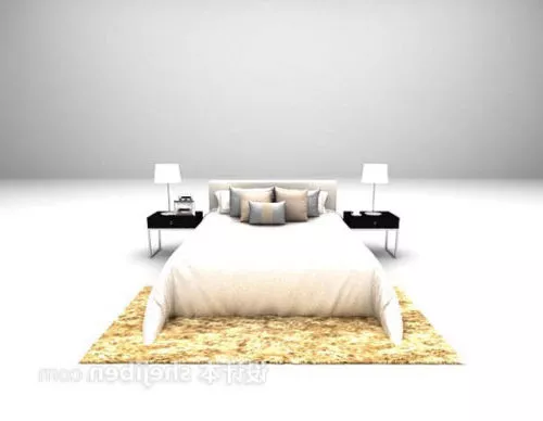 Ash Wood Nightstand With Open Drawer 3d model