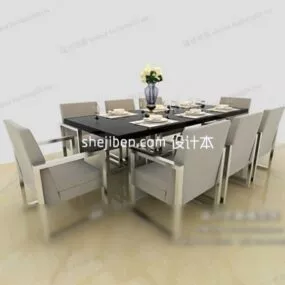 Modern Dining Table With Modern Chairs 3d model