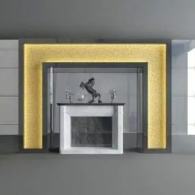 Modern Fireplace With Lighting Decoration 3d model